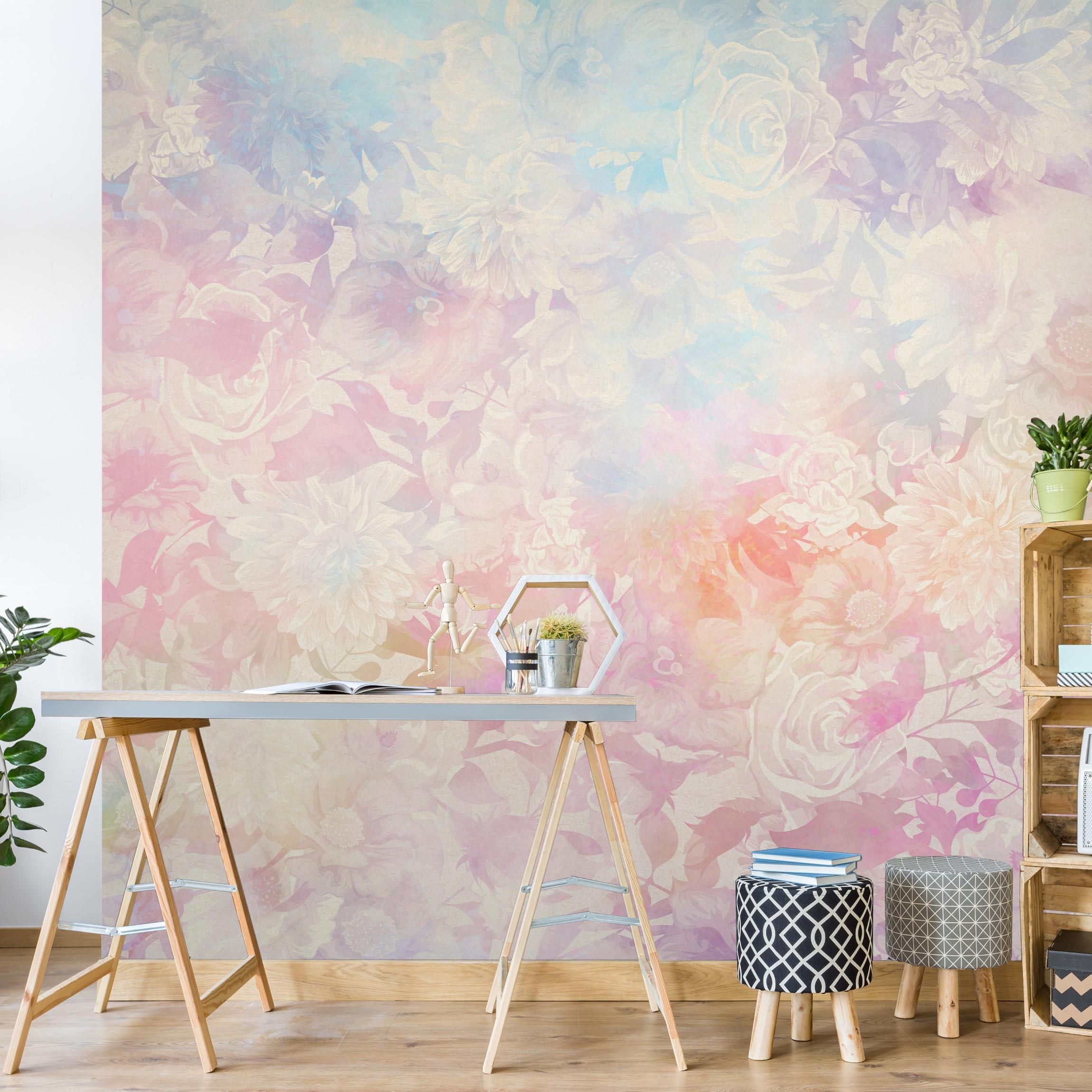 Zarter Blütentraum in Pastell Fototapete nach Maß | Vliestapete &  selbstklebend