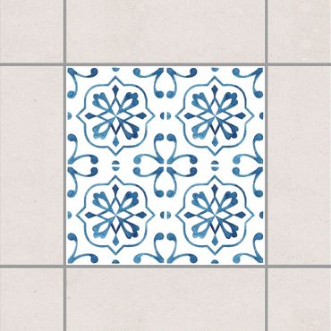 Fliesenaufkleber - Blau Weiß Muster Serie No.4