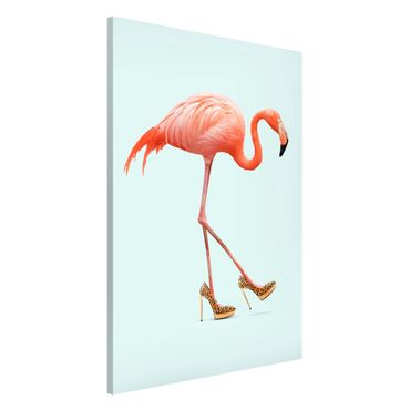 Magnettafel - Jonas Loose - Flamingo mit High Heels - Memoboard Hochformat 3:2