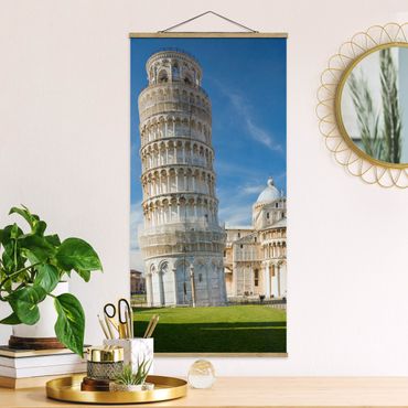 Stoffbild mit Posterleisten - Der schiefe Turm von Pisa - Hochformat 1:2