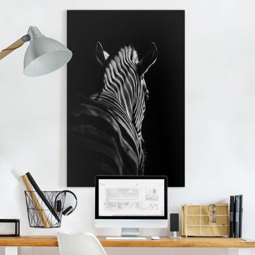 Leinwandbild - Dunkle Zebra Silhouette - Hochformat 3:2