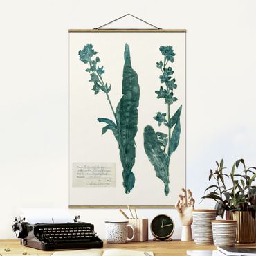 Stoffbild mit Posterleisten - Gepresste Blumen - Hundszunge - Hochformat 2:3