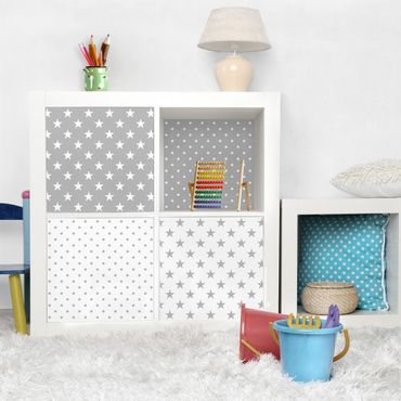 Möbelfolie Kinderzimmer - Grau weiße Sterne und Punkte in 4 Variationen