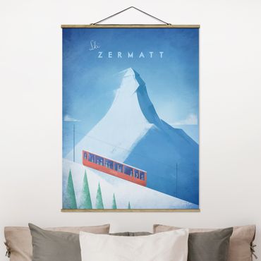 Stoffbild mit Posterleisten - Reiseposter - Zermatt - Hochformat 3:4