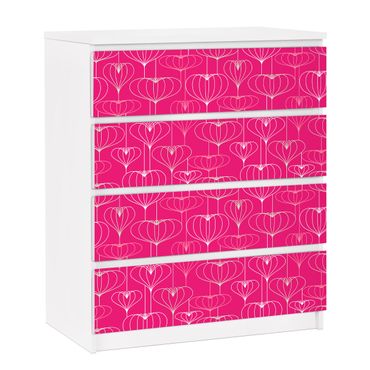 Möbelfolie für IKEA Malm Kommode - selbstklebende Folie Herz Musterdesign