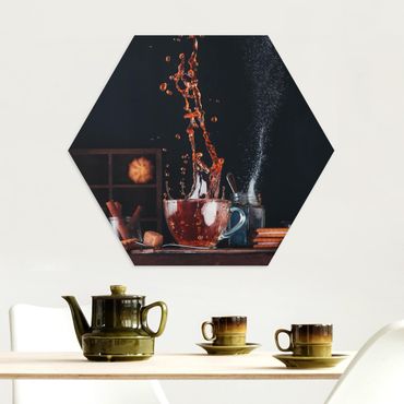 Hexagon Bild Alu-Dibond - Tee Komposition