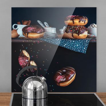 Glas Spritzschutz - Donuts vom Küchenregal - Quadrat - 1:1