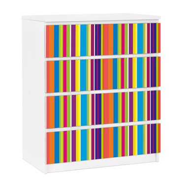 Möbelfolie für IKEA Malm Kommode - selbstklebende Folie Happy Stripes