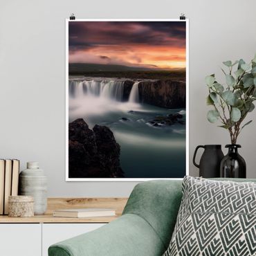 Poster - Goðafoss Wasserfall in Island - Hochformat 3:4