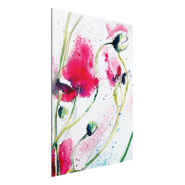 Alu-Dibond Bild - Painted Poppies