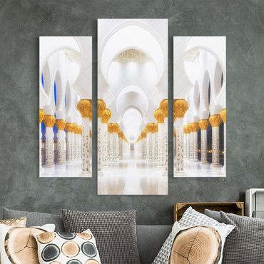 Leinwandbild 3-teilig - Moschee in Gold - Galerie Triptychon