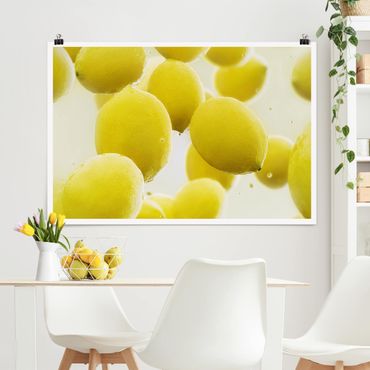 Poster - Zitronen im Wasser - Querformat 2:3