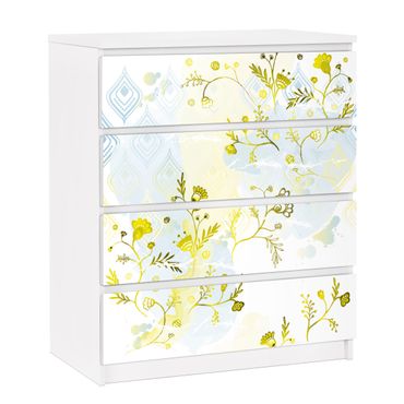 Möbelfolie für IKEA Malm Kommode - selbstklebende Folie Oase Blumenmuster