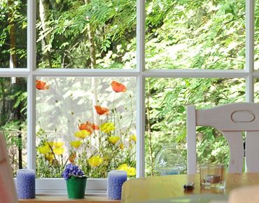 Fensterfolie - Sichtschutz Fenster - Wild Flowers - Fensterbilder Frühling