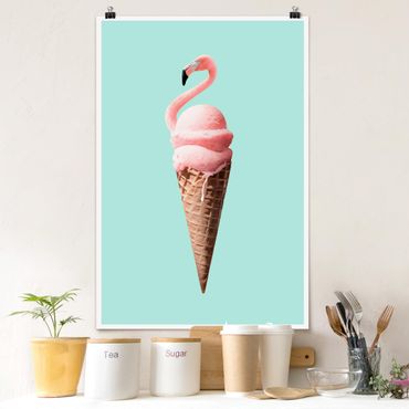 Poster - Jonas Loose - Eis mit Flamingo - Hochformat 3:2