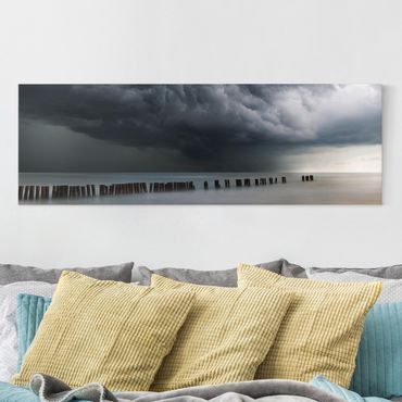 Leinwandbild - Sturmwolken über der Ostsee - Panorama 1:3