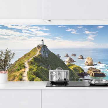 Küchenrückwand - Nugget Point Leuchtturm und Meer Neuseeland