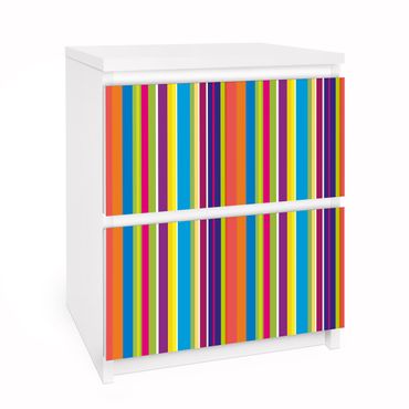 Möbelfolie für IKEA Malm Kommode - Selbstklebefolie Happy Stripes