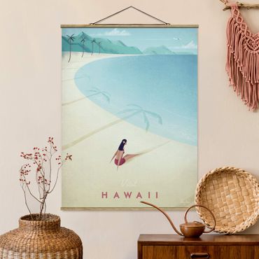 Stoffbild mit Posterleisten - Reiseposter - Hawaii - Hochformat 3:4