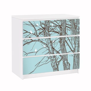 Möbelfolie für IKEA Malm Kommode - Klebefolie Winterbäume