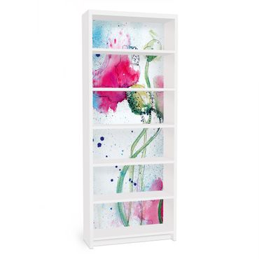 Möbelfolie für IKEA Billy Regal - Klebefolie Painted Poppies