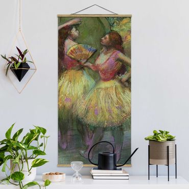 Stoffbild mit Posterleisten - Edgar Degas - Zwei Tänzerinnen - Hochformat 1:2