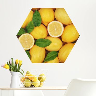 Hexagon Bild Alu-Dibond - Saftige Zitronen