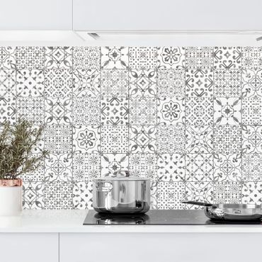 Küchenrückwand - Musterfliesen Grau Weiß