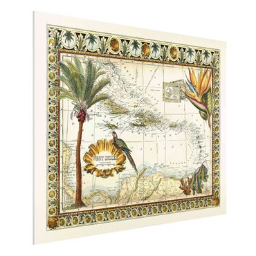 Forex Fine Art Print - Vintage Tropische Landkarte West Indien - Querformat 3:4