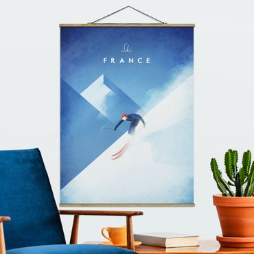 Stoffbild mit Posterleisten - Reiseposter - Ski in Frankreich - Hochformat 3:4