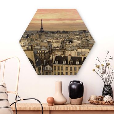 Hexagon Bild Holz - Paris hautnah