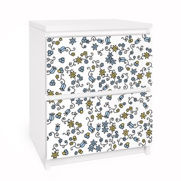 Möbelfolie für IKEA Malm Kommode - Selbstklebefolie Mille Fleurs Blumenmuster
