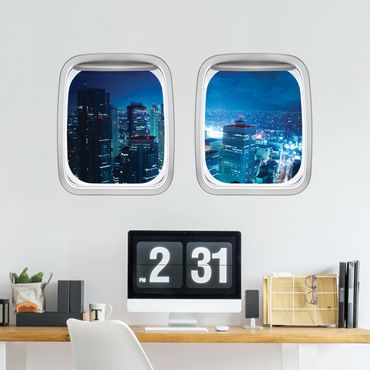 3D Wandtattoo - Doppelfenster Flugzeug Die Atmosphäre Tokios