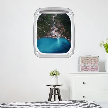3D Wandtattoo - Fenster Flugzeug Fluss in Grönland