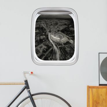 3D Wandtattoo - Fenster Flugzeug Kolosseum von Oben