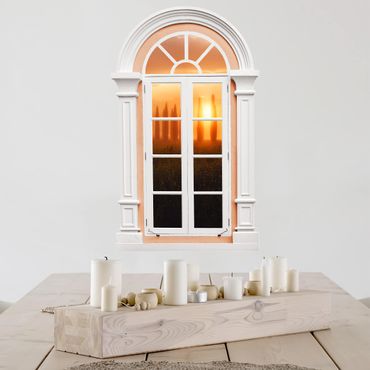 3D Wandtattoo - Fenster Mediterran Morgendämmerung Toskana