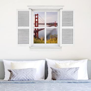 3D Wandtattoo - Flügelfenster Golden Gate Bridge in San Francisco