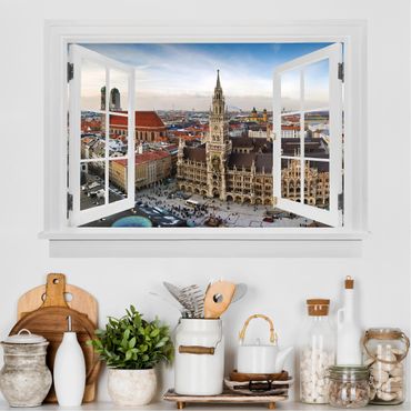 3D Wandtattoo - Offenes Fenster City of Munich