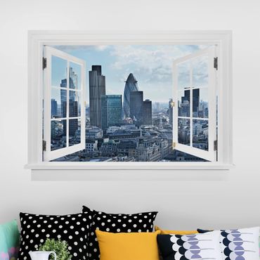 3D Wandtattoo - Offenes Fenster London Skyline