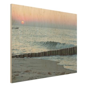 Holzbild - Sonnenuntergang am Meer - Querformat 3:4