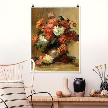 Poster - Auguste Renoir - Stilleben mit Dahlien - Hochformat 3:4