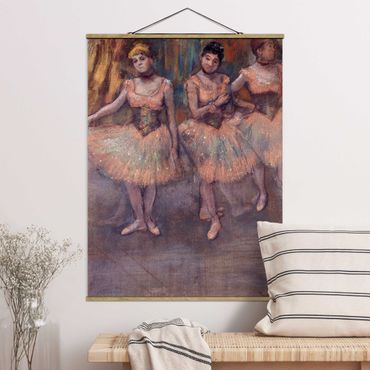 Stoffbild mit Posterleisten - Edgar Degas - Tänzerinnen vor Exercice - Hochformat 3:4