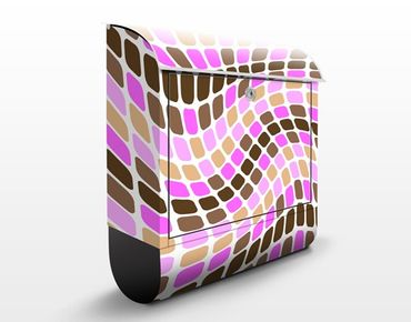 Wandbriefkasten - Dancing Squares - Briefkasten Rosa, Pink