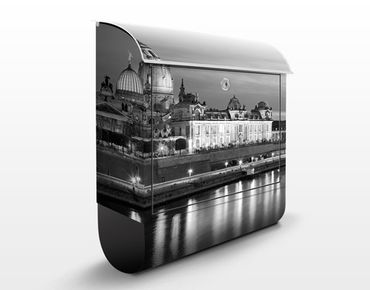 Briefkasten - Dresden Canaletto Blick bei Nacht II - Wandbriefkasten Grau