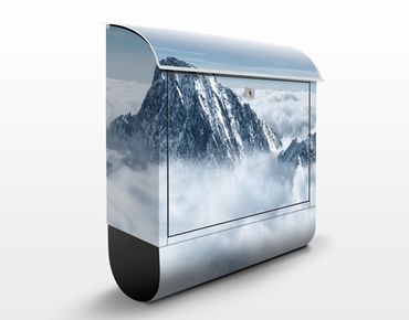 Briefkasten mit Zeitungsfach - Die Alpen über den Wolken - Hausbriefkasten Blau