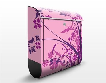 Briefkasten mit Zeitungsfach - Florales Ornament - Blumen Rosa, Pink