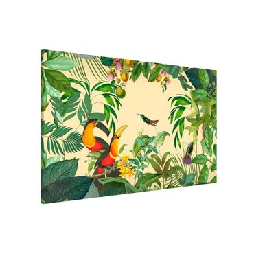 Magnettafel - Vintage Collage - Vögel im Dschungel - Memoboard Querformat 2:3