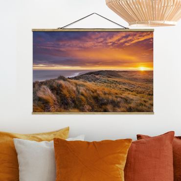 Stoffbild mit Posterleisten - Sonnenaufgang am Strand auf Sylt - Querformat 3:2