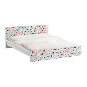 Möbelfolie für IKEA Malm Bett niedrig 160x200cm - Klebefolie Kirschen Design