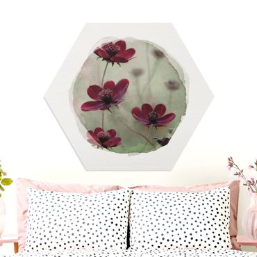 Hexagon Bild Forex - Wasserfarben - Pinke Kosmeen